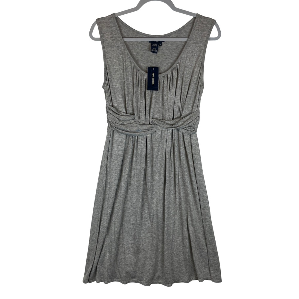 Max Edition Womens Heather Gray Empire Waist Sleeveless Knit Dress Large 1902H66